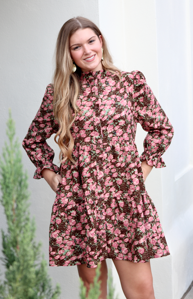 Vermont Tiered Floral Corduroy Dress