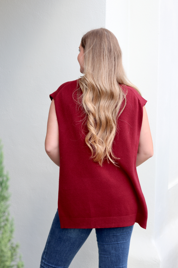 Hamptons Hi Lo Sweater | Garnet