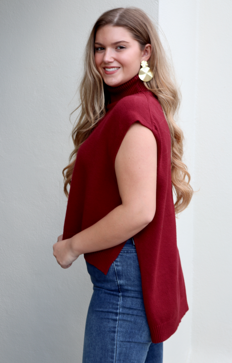 Hamptons Hi Lo Sweater | Garnet