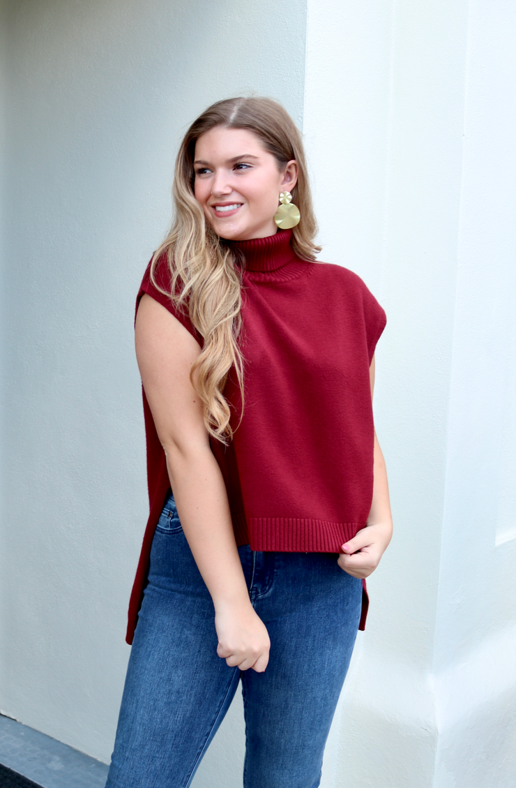 Hamptons Hi Lo Sweater | Garnet