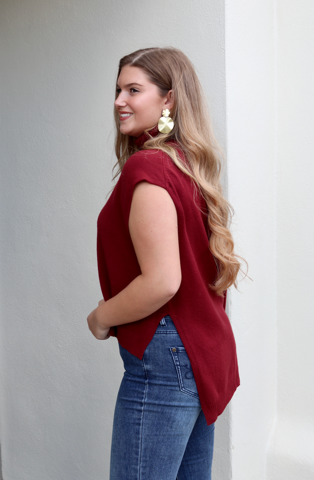 Hamptons Hi Lo Sweater | Garnet