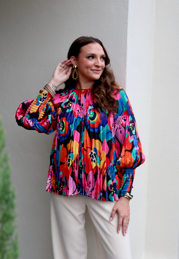 Pleated Polly Blouse | Blooming Art Print