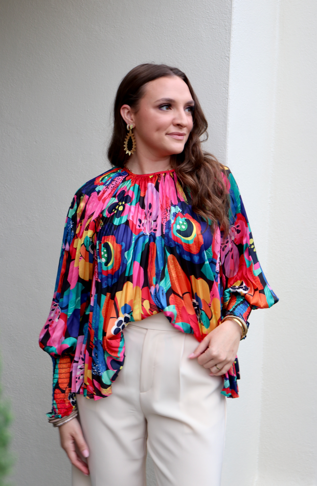 Pleated Polly Blouse | Blooming Art Print