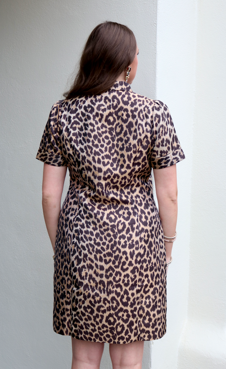 City Chic Leopard Front Zip Dress