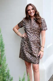 City Chic Leopard Front Zip Dress