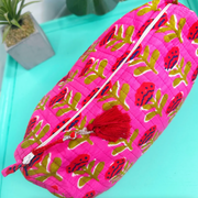 Quilted Cosmetic Bag | Pink Floral