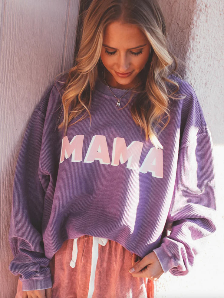 Mama Corded Sweatshirt | Purple/Pink