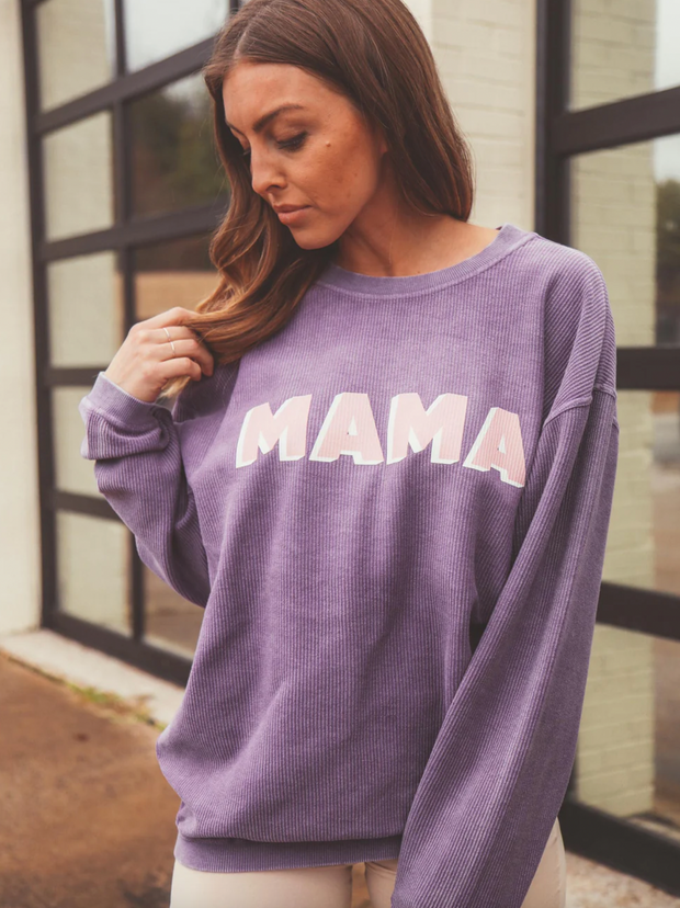 Mama Corded Sweatshirt | Purple/Pink