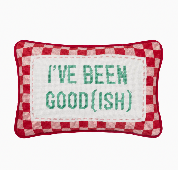 Been Good(ish) Embroidered Needlepoint Pillow