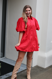 Briley Ruffle Dress | RED