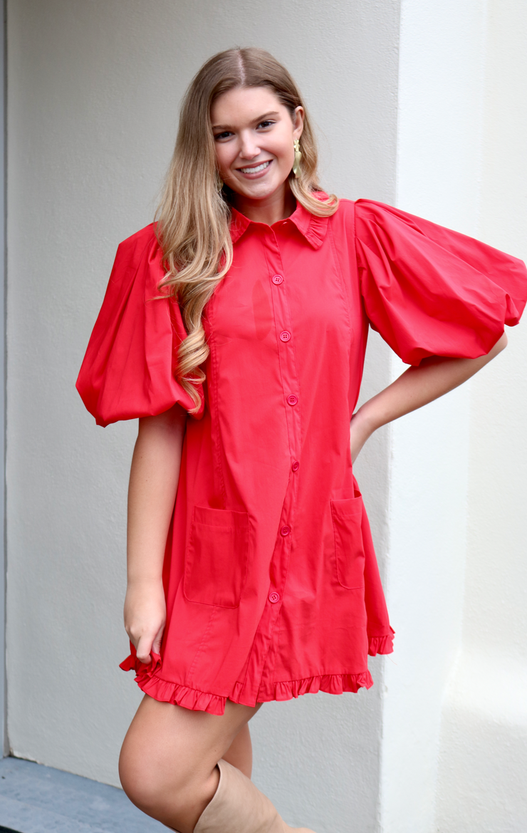 Briley Ruffle Dress | RED