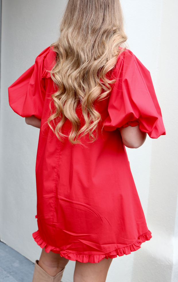 Briley Ruffle Dress | RED