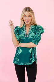 Natalie Blouse | Emerald Marble