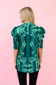 Natalie Blouse | Emerald Marble