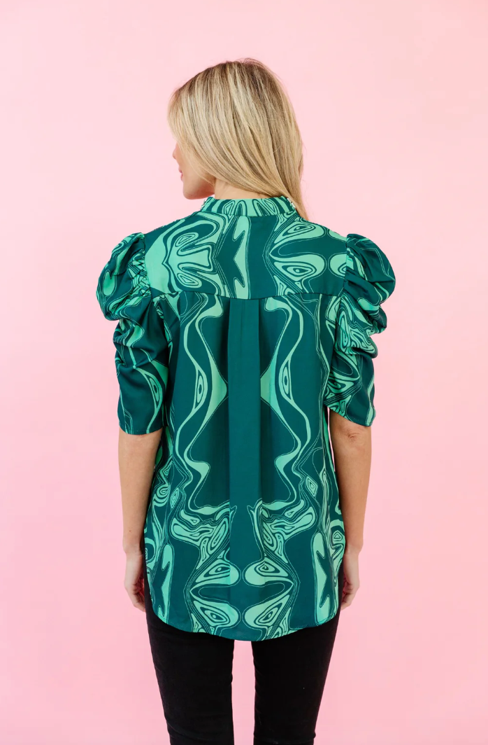 Natalie Blouse | Emerald Marble