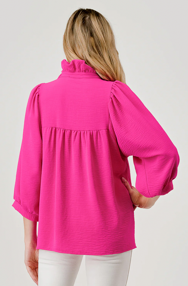 Mandy Ruffle Top | HOT PINK