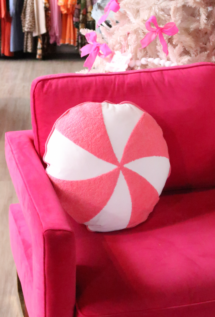 Peppermint Pillow | Pink / White