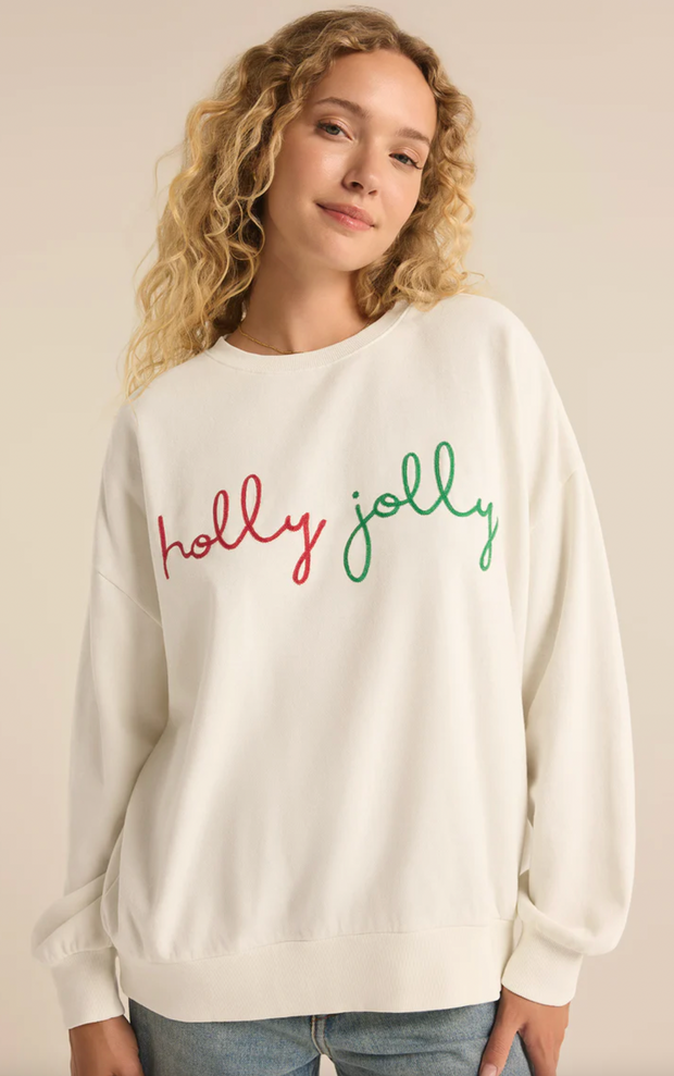 Holly Sunday Embroidered Embroidered Sweatshirt