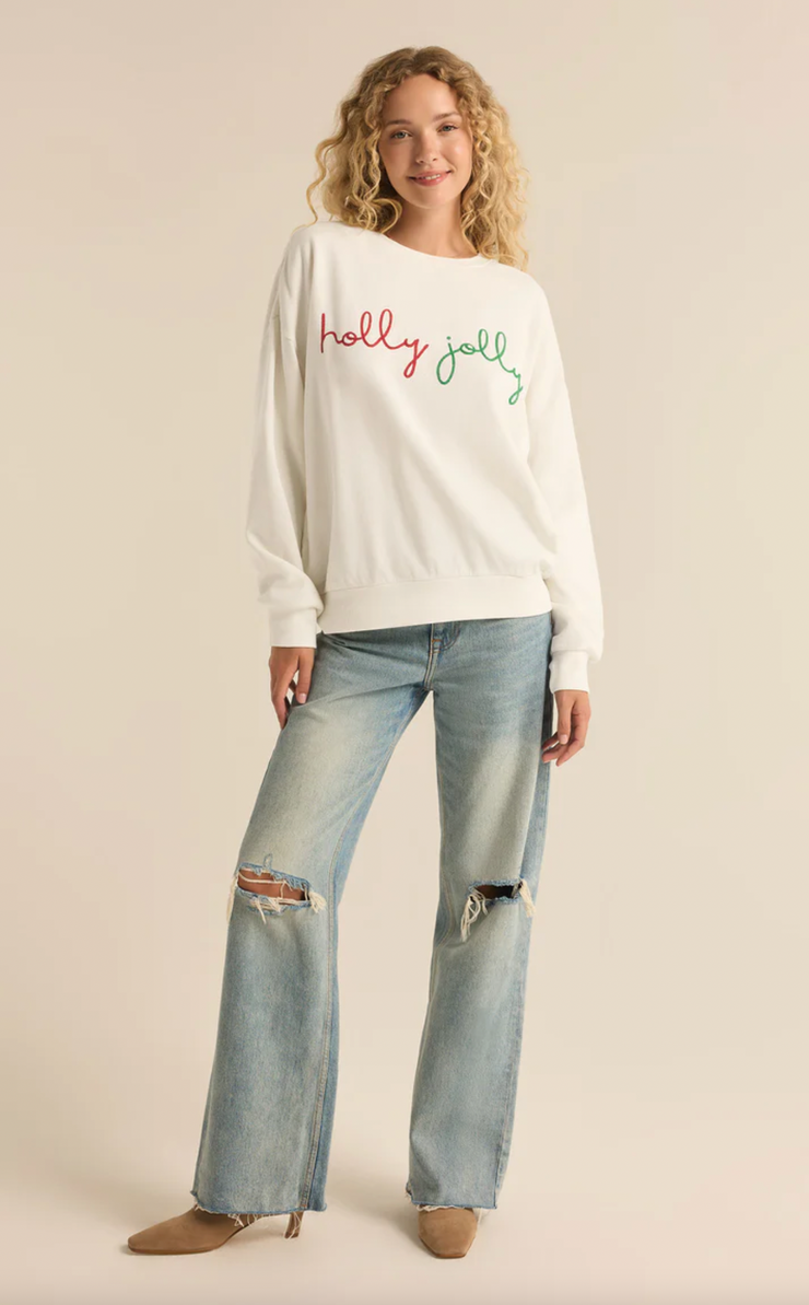 Holly Sunday Embroidered Embroidered Sweatshirt