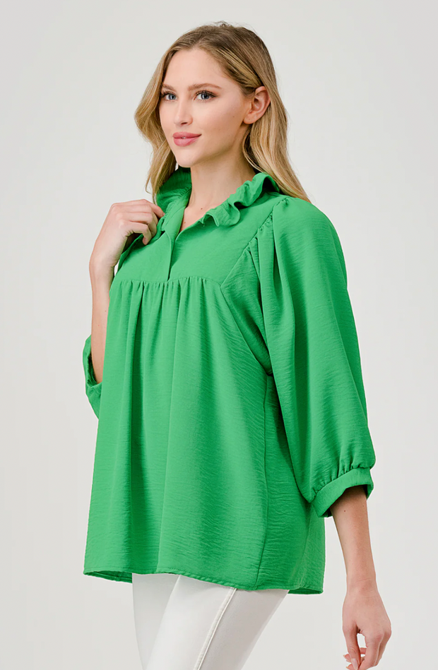 Mandy Ruffle Top | GREEN