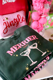 Merrier with a Martini Sweatshirt  | Forest