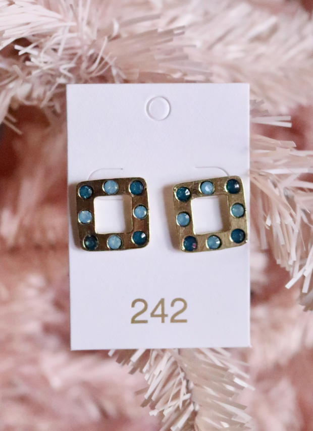 Little Lady Square Stud | Teal/Blue