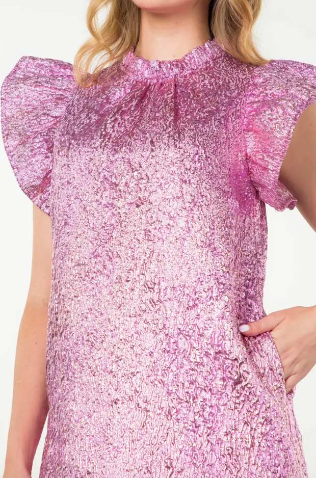 DOORBUSTER :: Pink Champagne Metallic Dress