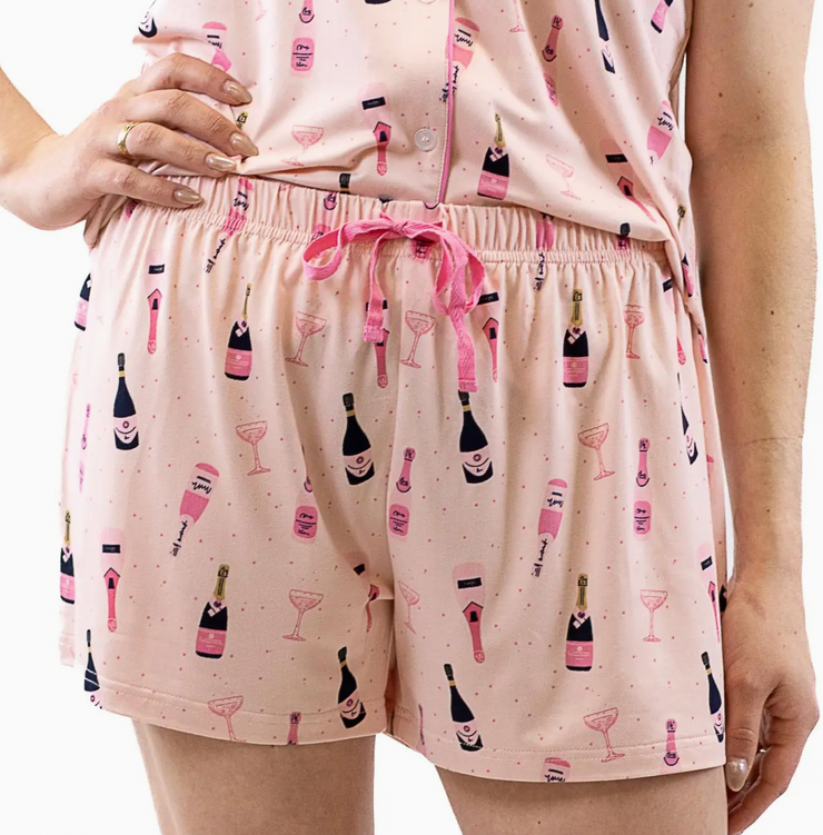 Champagne Bubbles Sleep Shorts | Pink