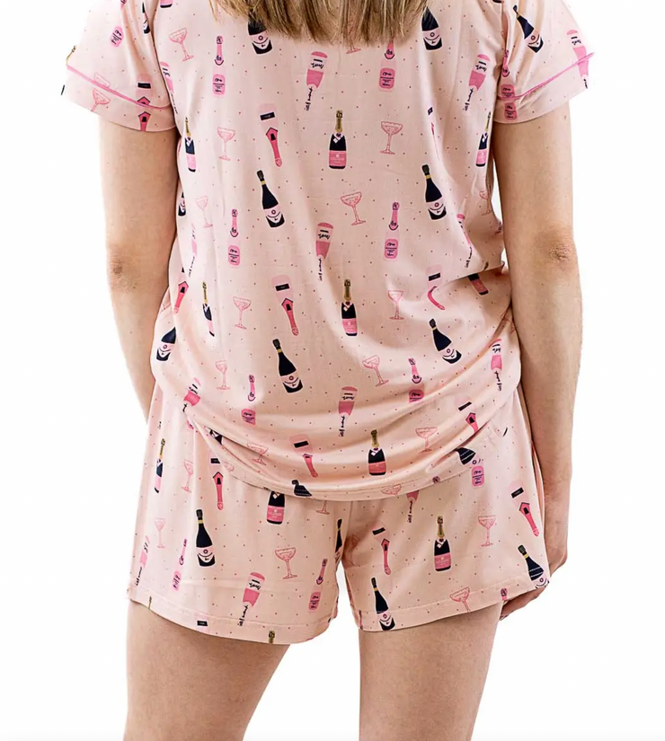 Champagne Bubbles Sleep Shorts | Pink