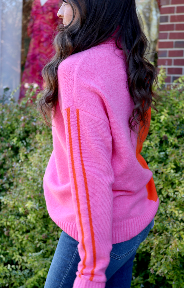 DOORBUSTER :: Colorblock Dream Sweater | Pink/Orange