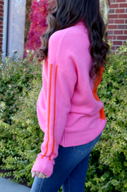 DOORBUSTER :: Colorblock Dream Sweater | Pink/Orange