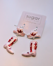 Red & Pink Cowboy Boot Earring