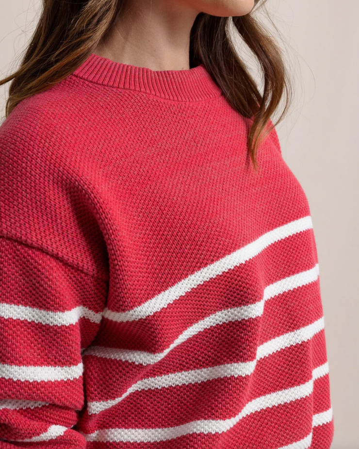 Haisley Stripe Crewneck Sweater | Raspberry Wine