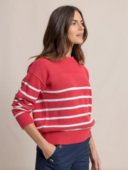 Haisley Stripe Crewneck Sweater | Raspberry Wine