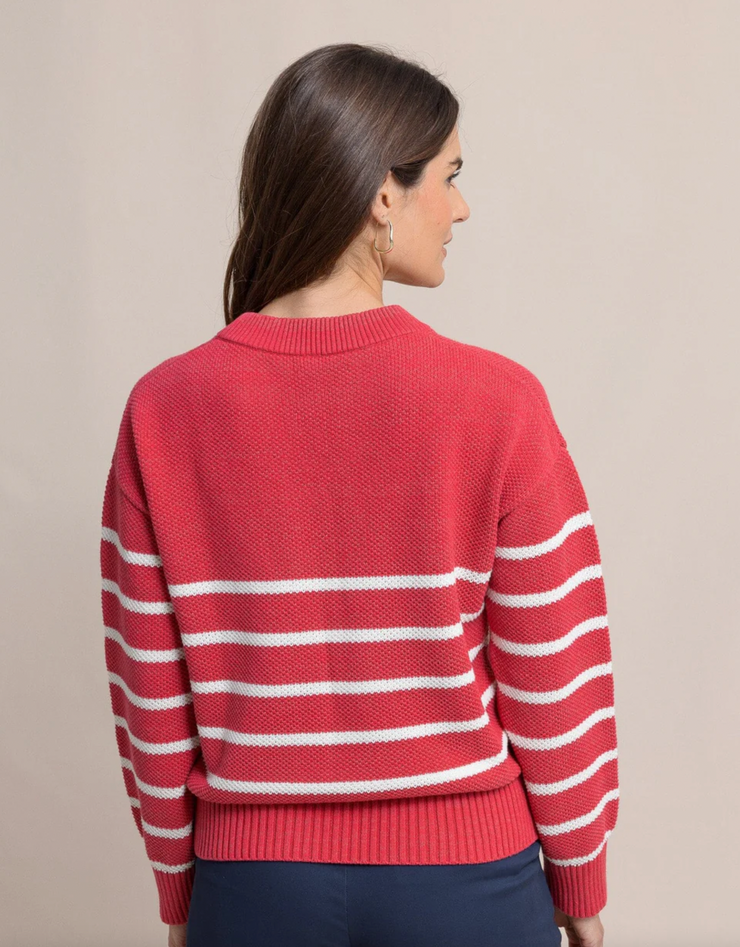 Haisley Stripe Crewneck Sweater | Raspberry Wine