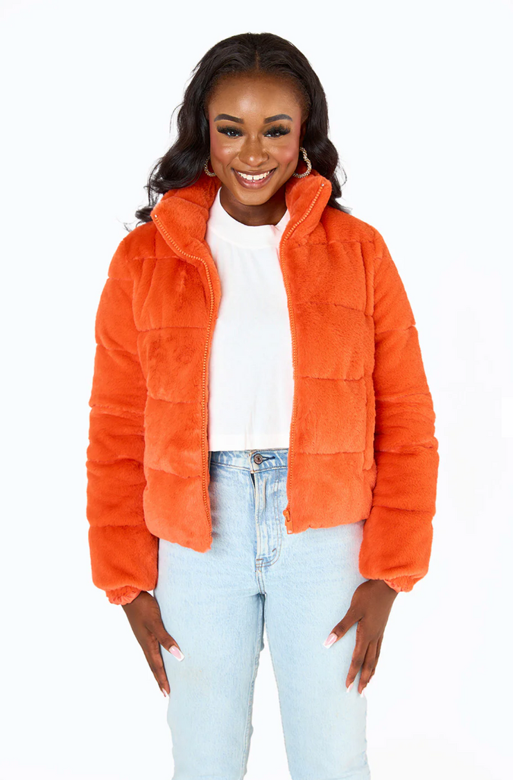 Noella Faux Fur Jacket | Cayenne - SMALL