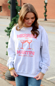 Merrier with a Martini Sweatshirt  | Ash Gray