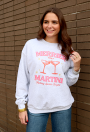 Merrier with a Martini Sweatshirt  | Ash Gray