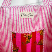 Quilted Tiger Tote | Red & Pink Stripe Tiger