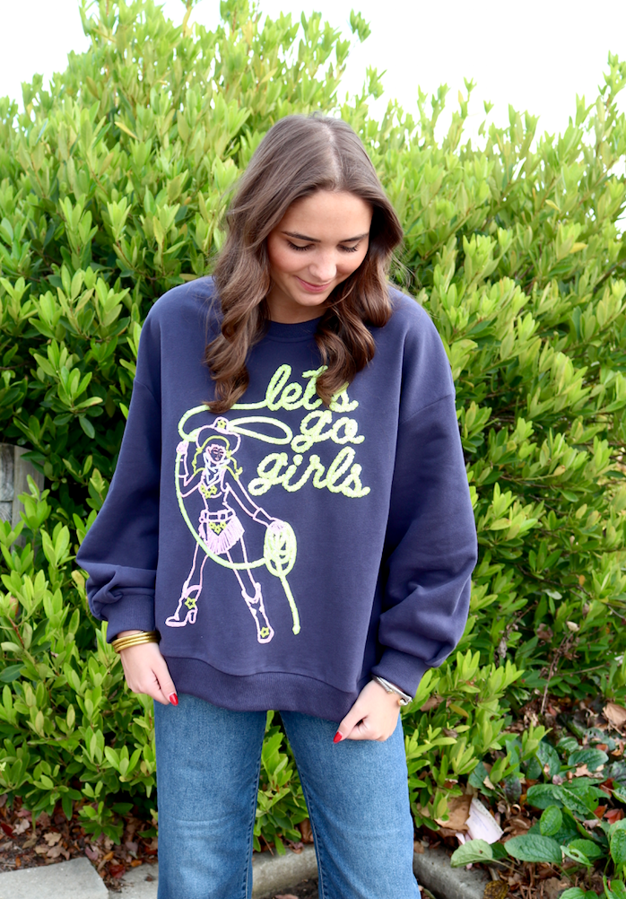 Navy "Let's Go Girls" Sweatshirt