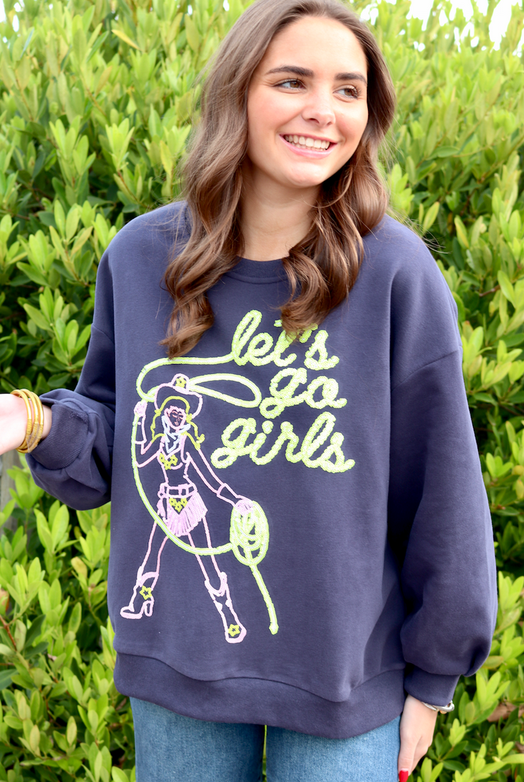 Navy "Let's Go Girls" Sweatshirt