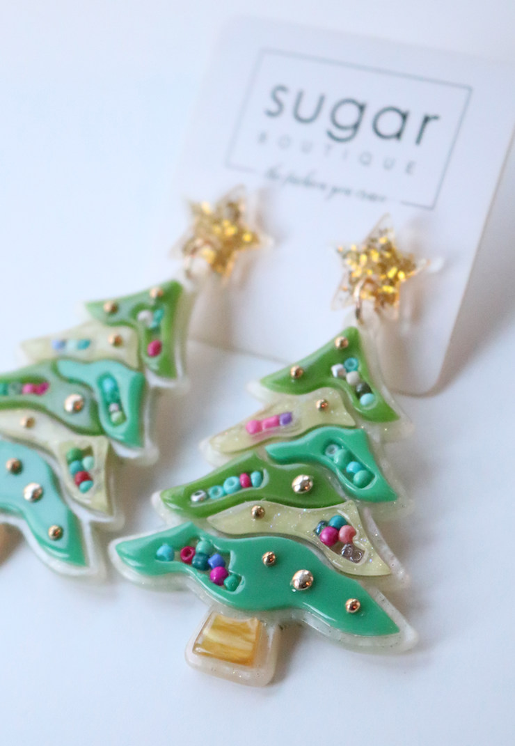 Green Sprinkles Christmas Tree Earring