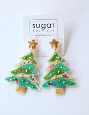 Green Sprinkles Christmas Tree Earring