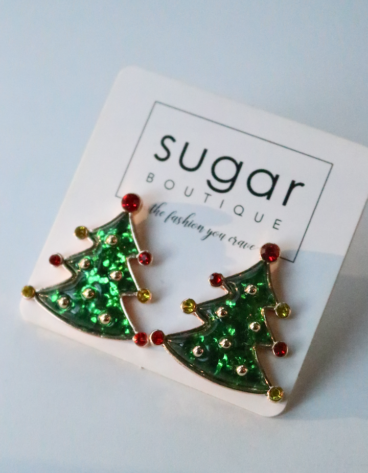 Studded Christmas Tree Stud