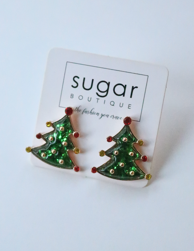 Studded Christmas Tree Stud