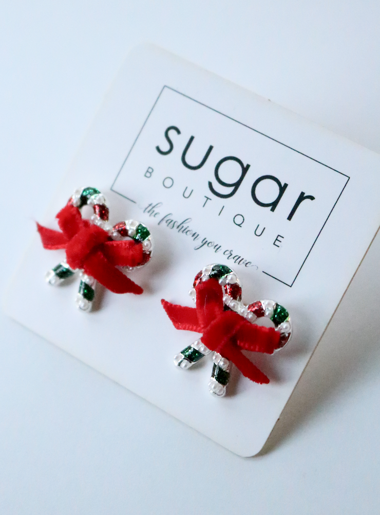 Candy Cane Bow Stud