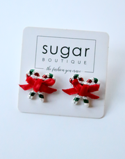 Candy Cane Bow Stud