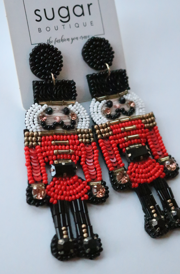 Preppy Nutcracker Earring | RED