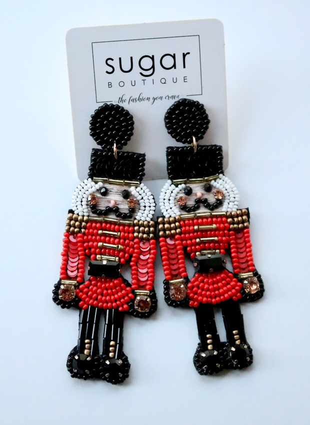 Preppy Nutcracker Earring | RED