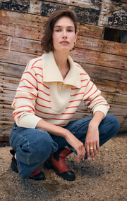 VIlla Half Zip Stripe Sweater | Red Pepper